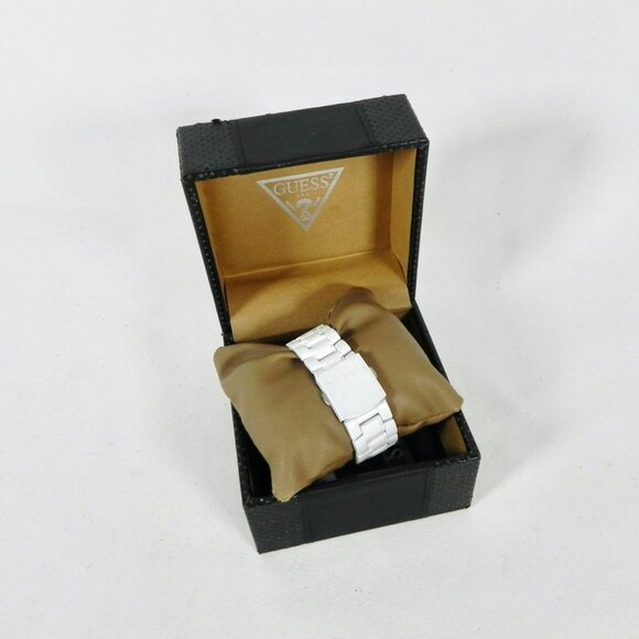 NWT Guess Ladies Mother-Of-Pearl Watch | White Ceramic with Crystals Wristwatch - Picture 9 of 10